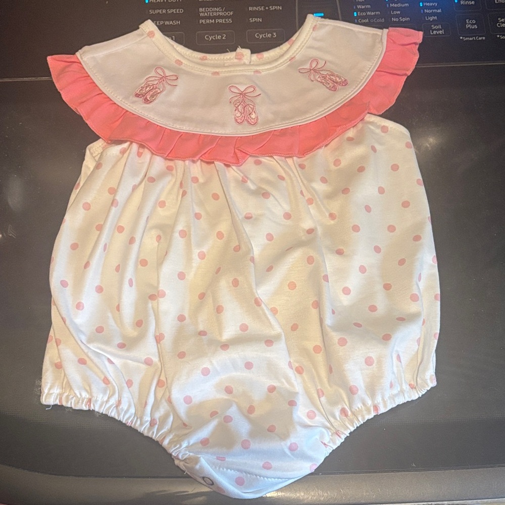 Pretty Ballerinas Pink and White Polka Dot One Piece